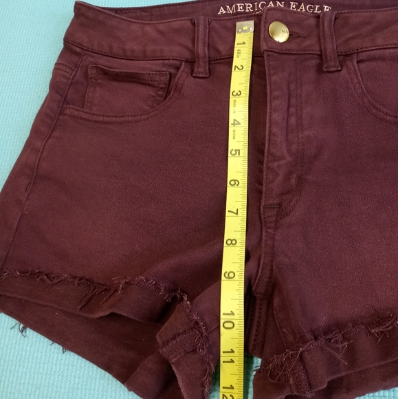 American Eagle Super Stretch Hi-Rise Shortie Shorts Cuffed Sz 8 - Picture 5 of 7